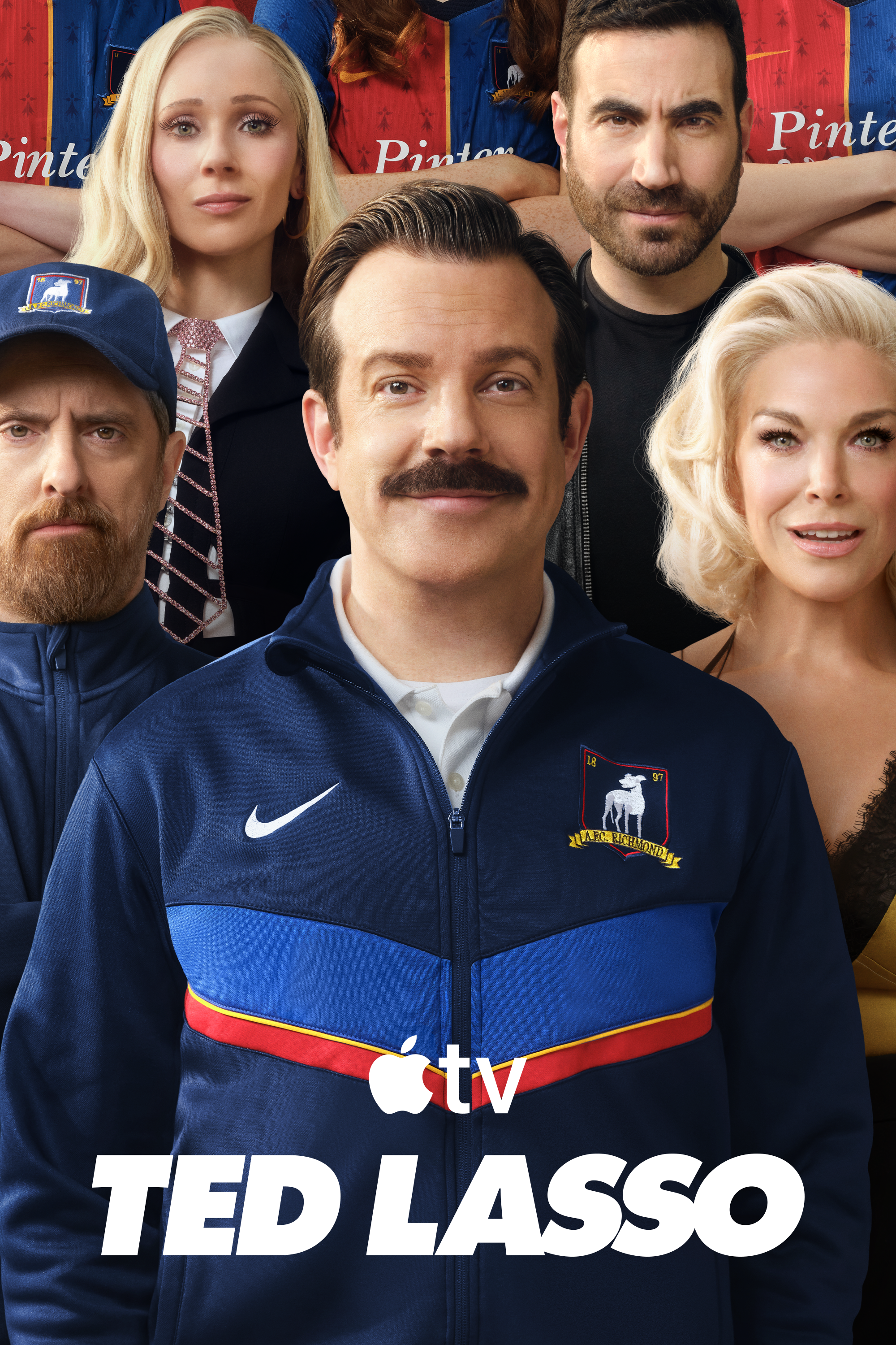 Capa da série Ted Lasso, com Jason Sudeikis caracterizado como o treinador Ted Lasso